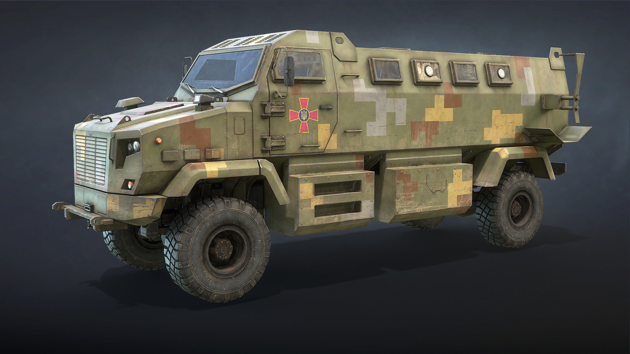 KrAZ Shrek and Fiona MPV Low-poly 3D model_10