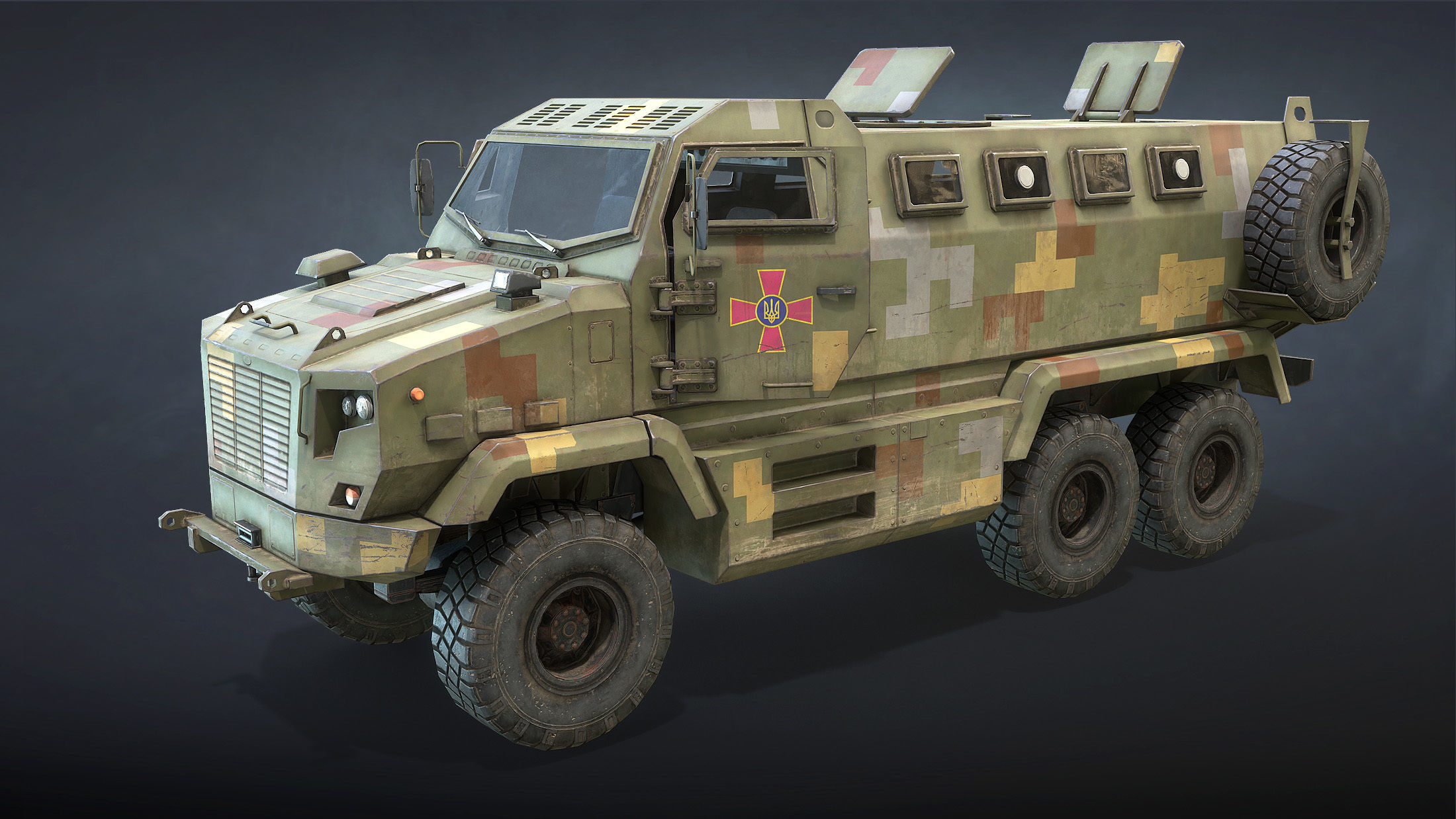 KrAZ Shrek and Fiona MPV Low-poly 3D model_8