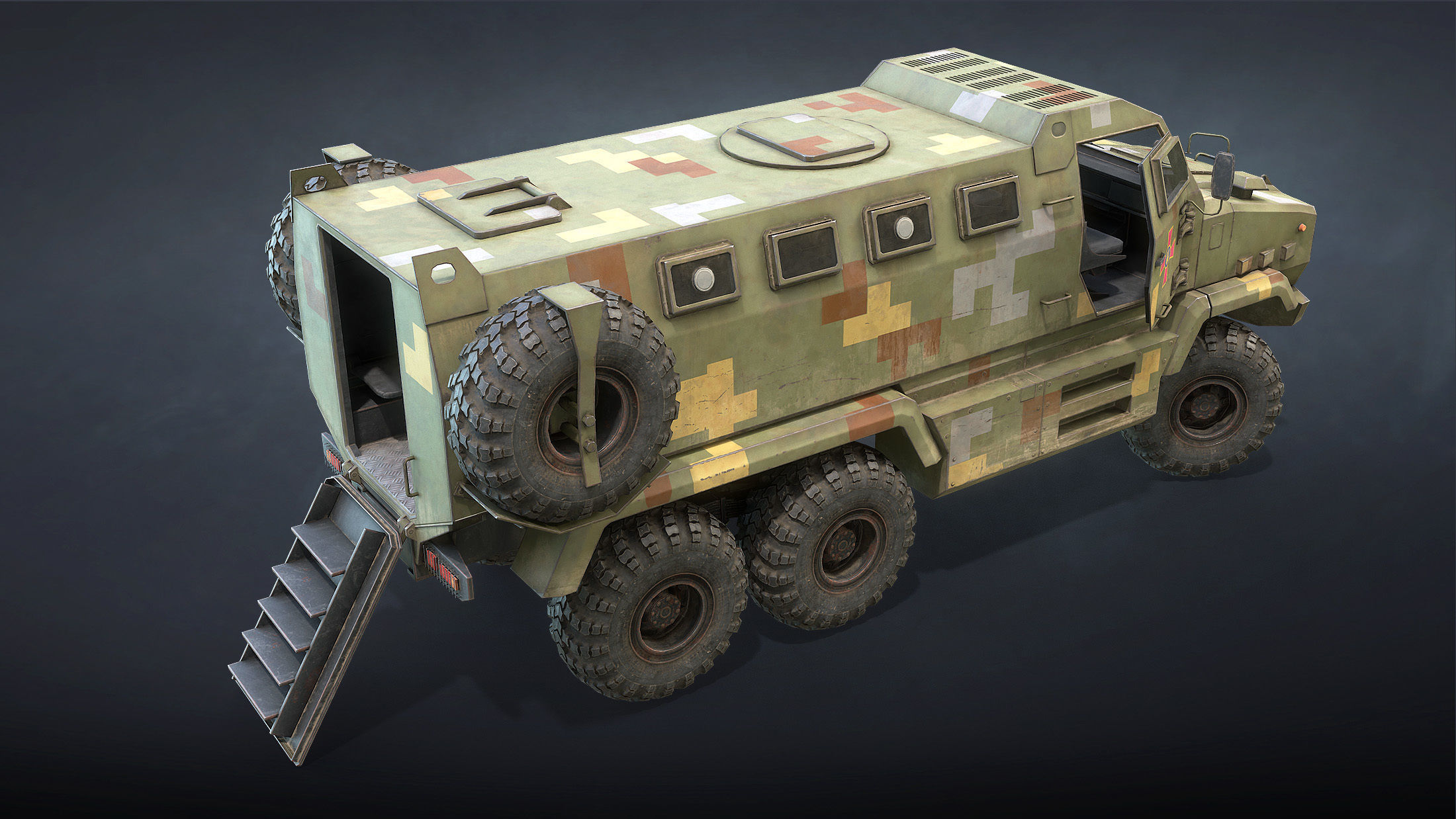 KrAZ Shrek and Fiona MPV Low-poly 3D model_6