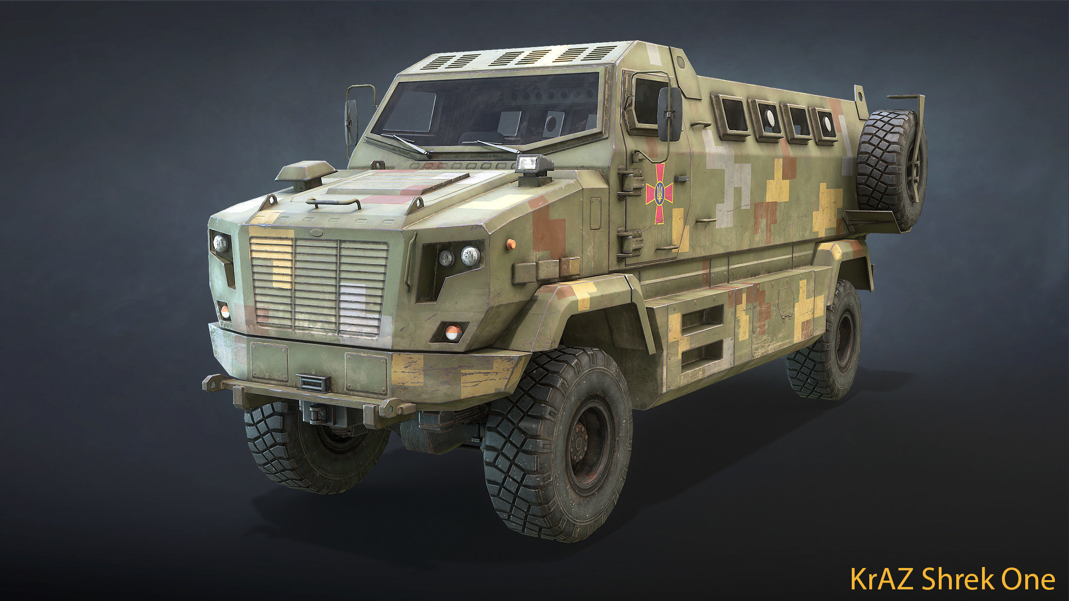 KrAZ Shrek and Fiona MPV Low-poly 3D model_9