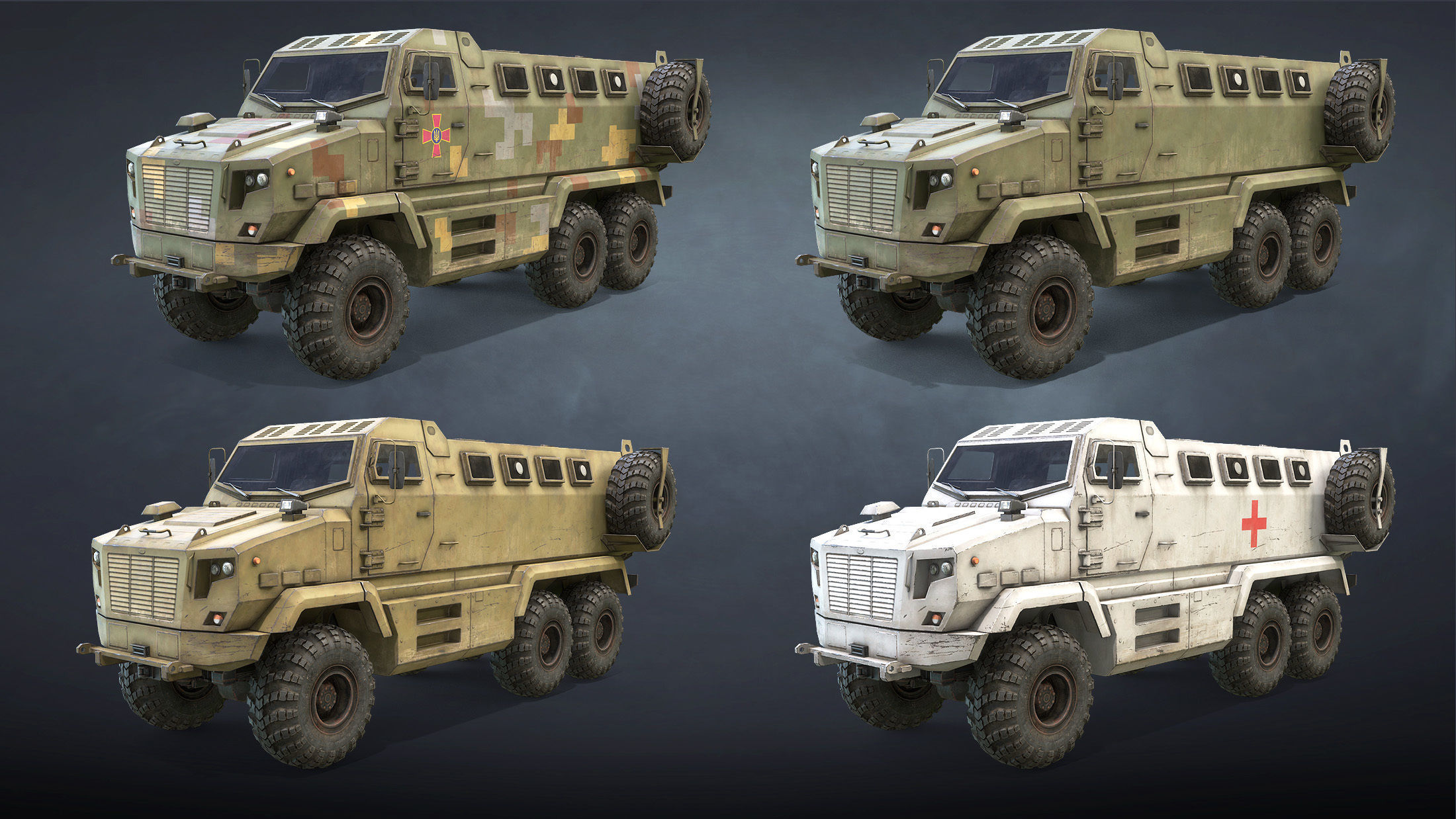 KrAZ Shrek and Fiona MPV Low-poly 3D model_17