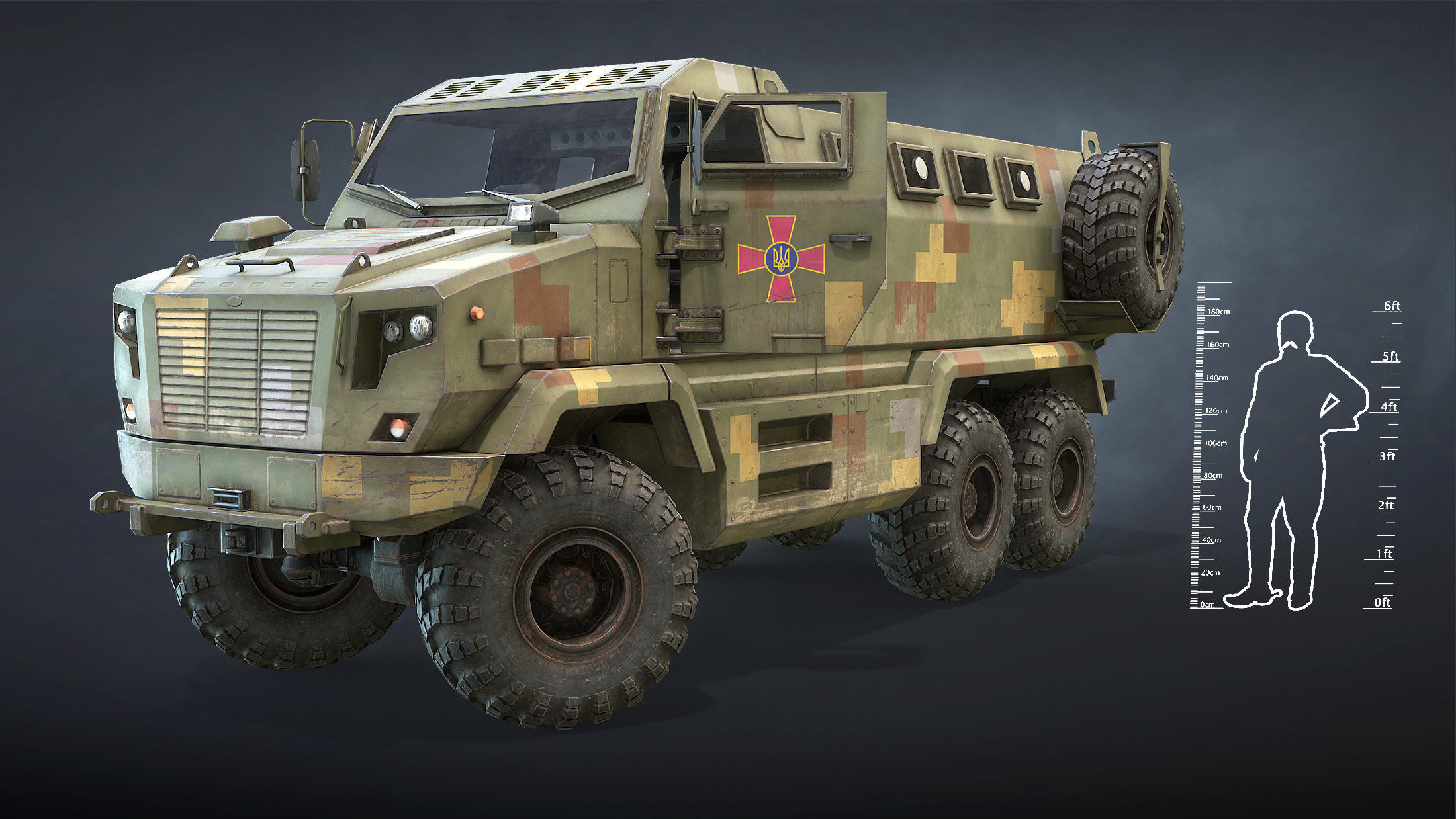 KrAZ Shrek and Fiona MPV Low-poly 3D model_3