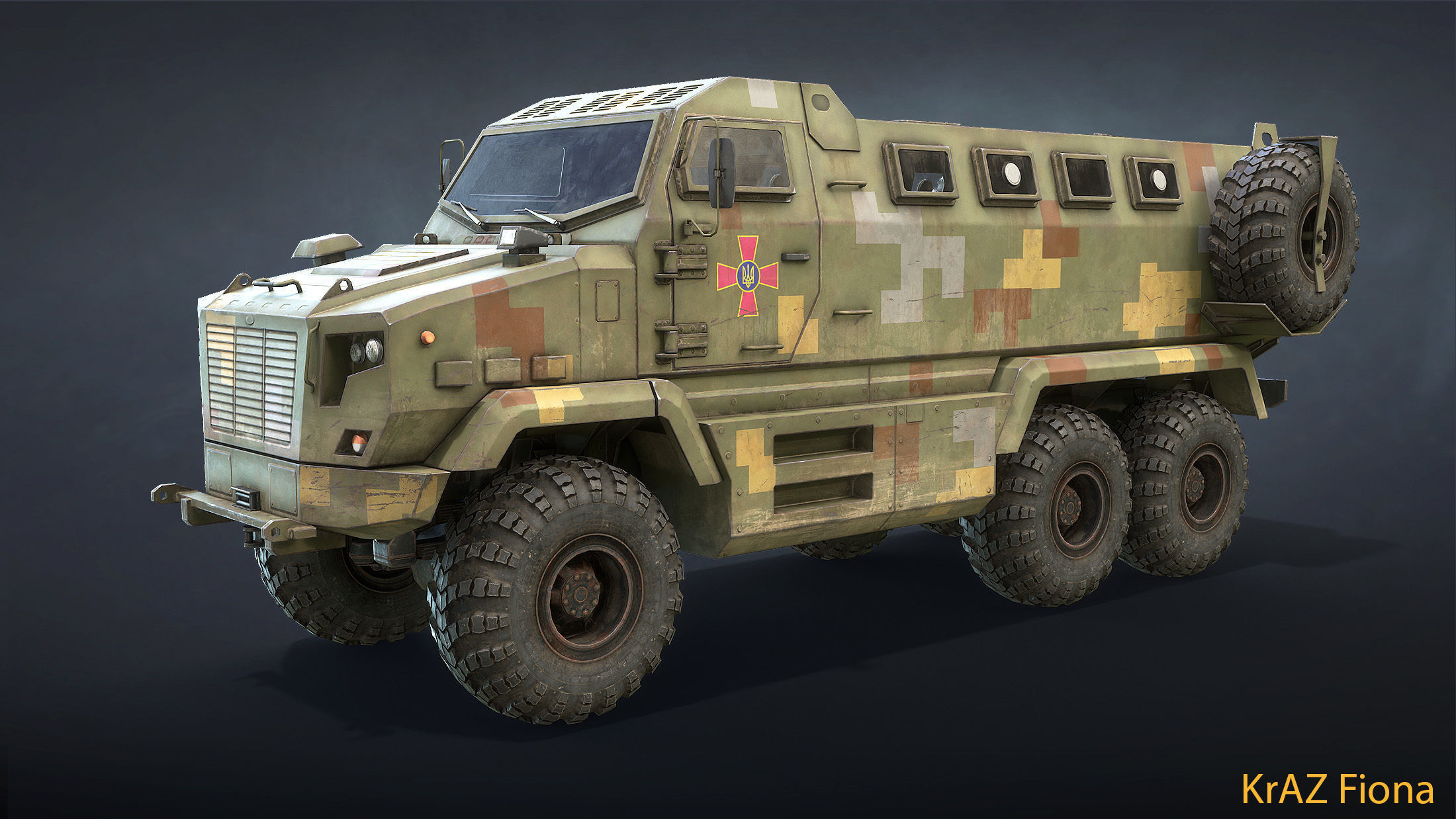 KrAZ Shrek and Fiona MPV Low-poly 3D model_2