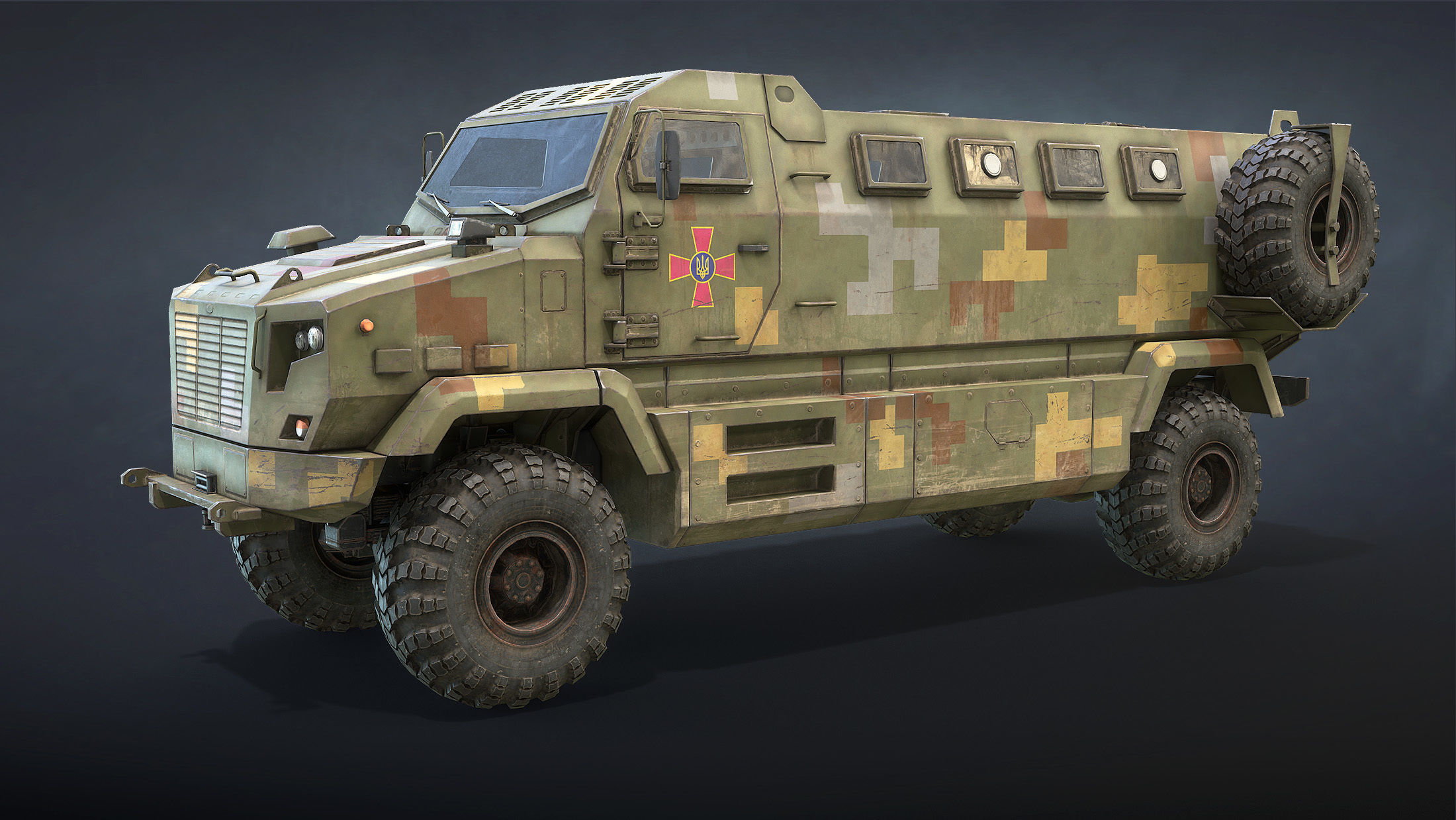 KrAZ Shrek and Fiona MPV Low-poly 3D model_11