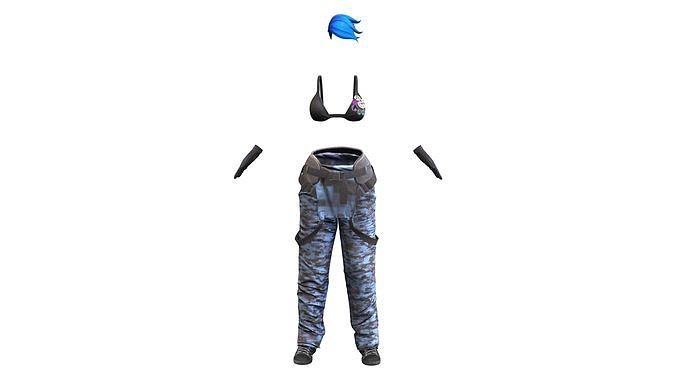 Punk Girl Outfit Low-poly 3D model