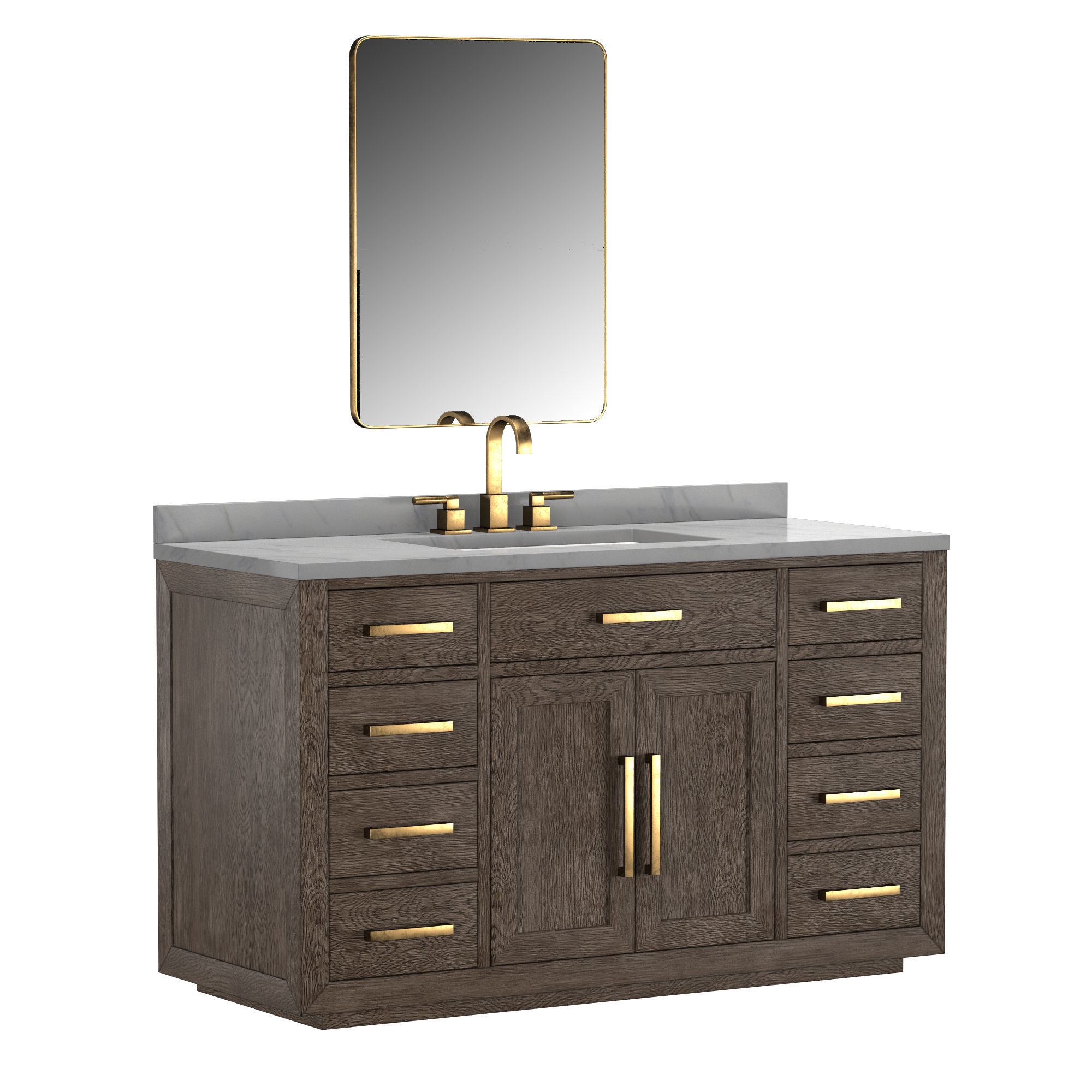 KEMPTON OAK SINGLE EXTRA-WIDE VANITY 3D model_4