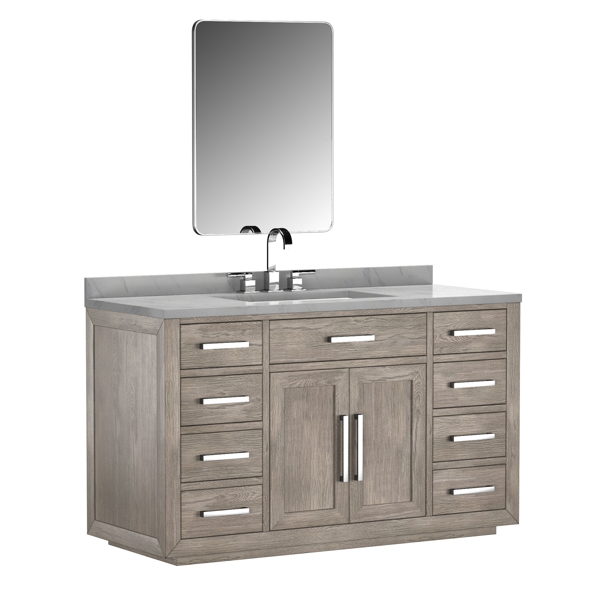 KEMPTON OAK SINGLE EXTRA-WIDE VANITY 3D model_1