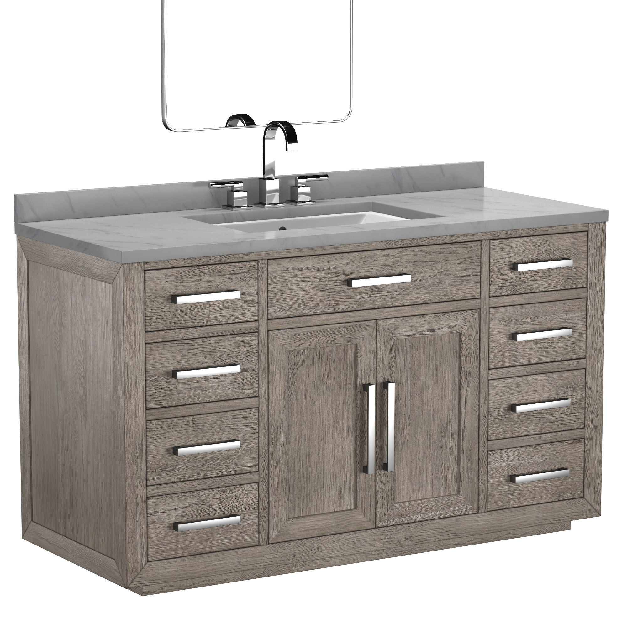 KEMPTON OAK SINGLE EXTRA-WIDE VANITY 3D model_2