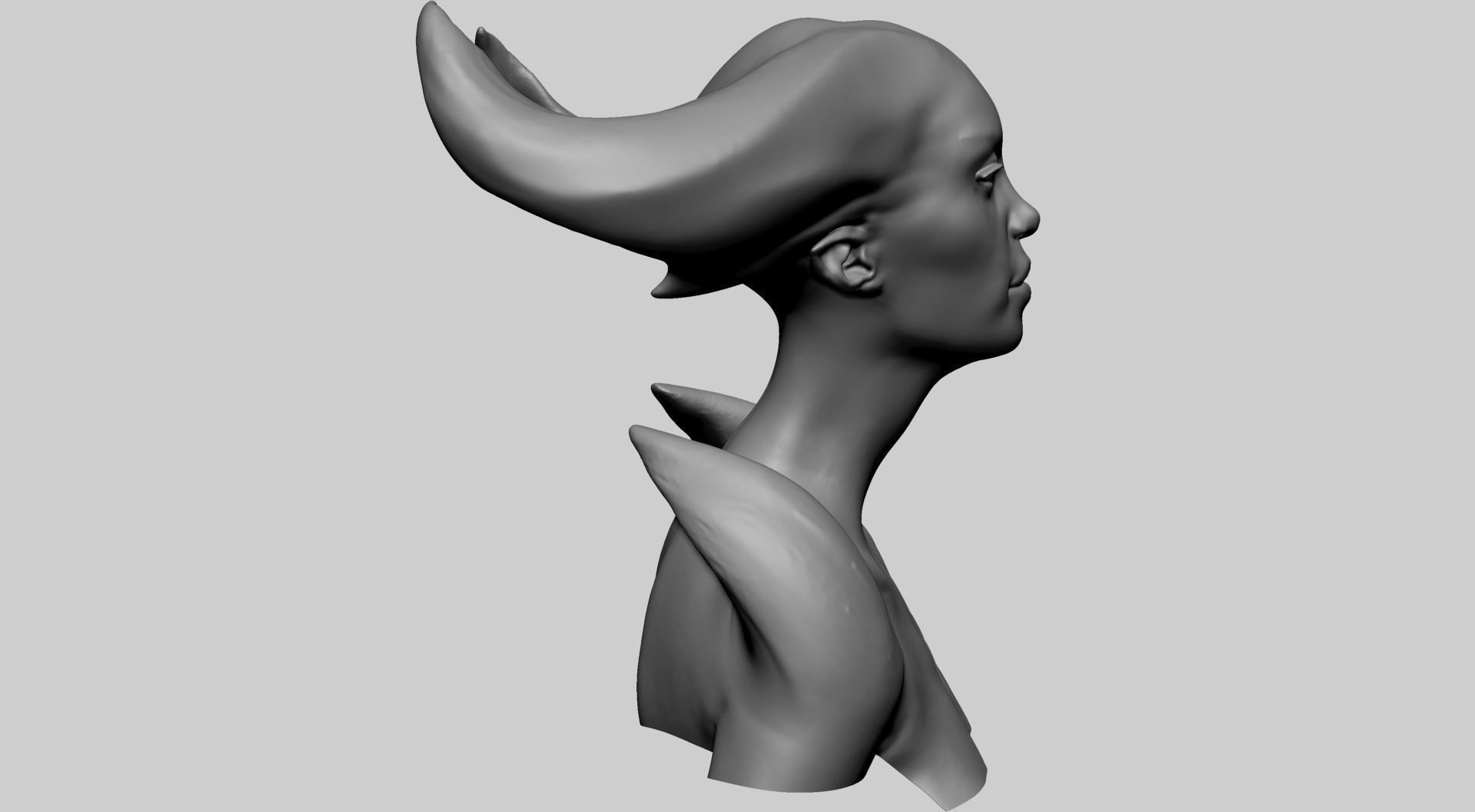Fantasy Female Head F 3D model_2