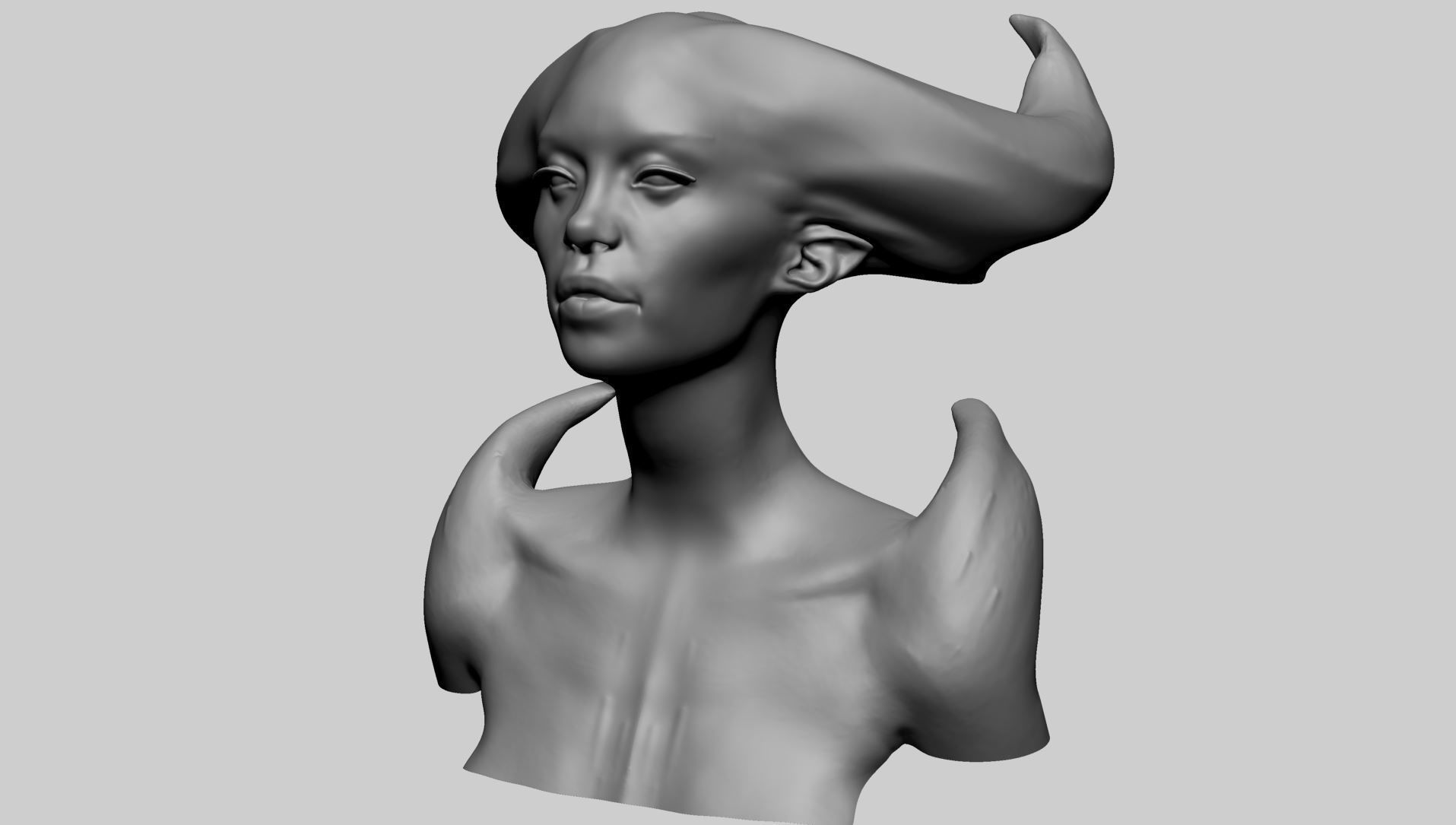Fantasy Female Head F 3D model_6