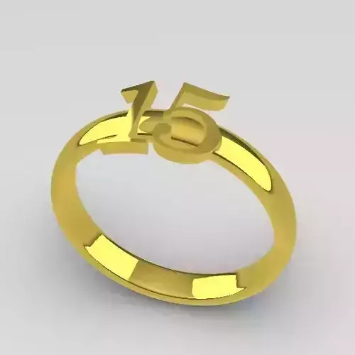 Number 15 Ring - Plain Band Custom Text Jewelry