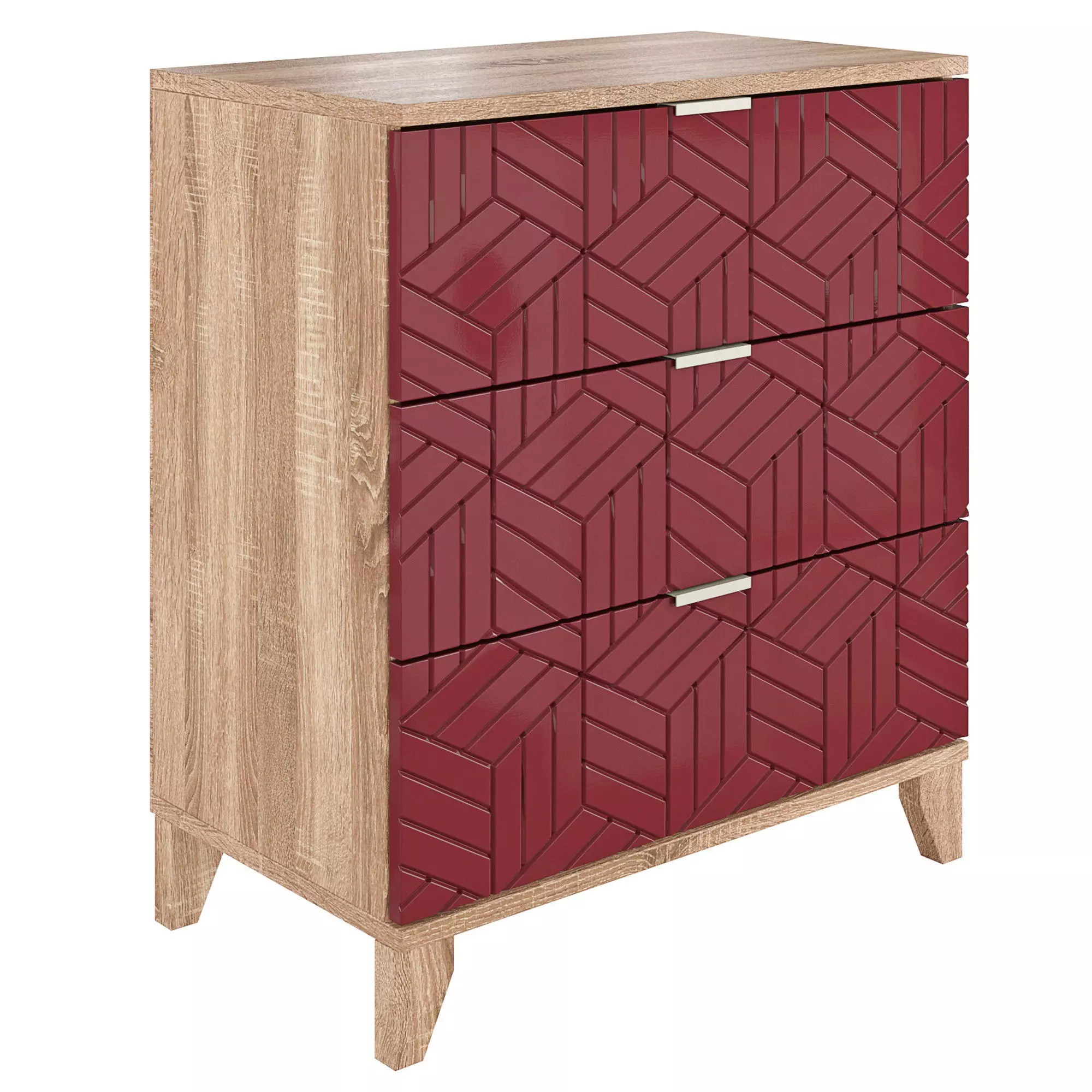 Chest of drawers Scandi dark red 3D model