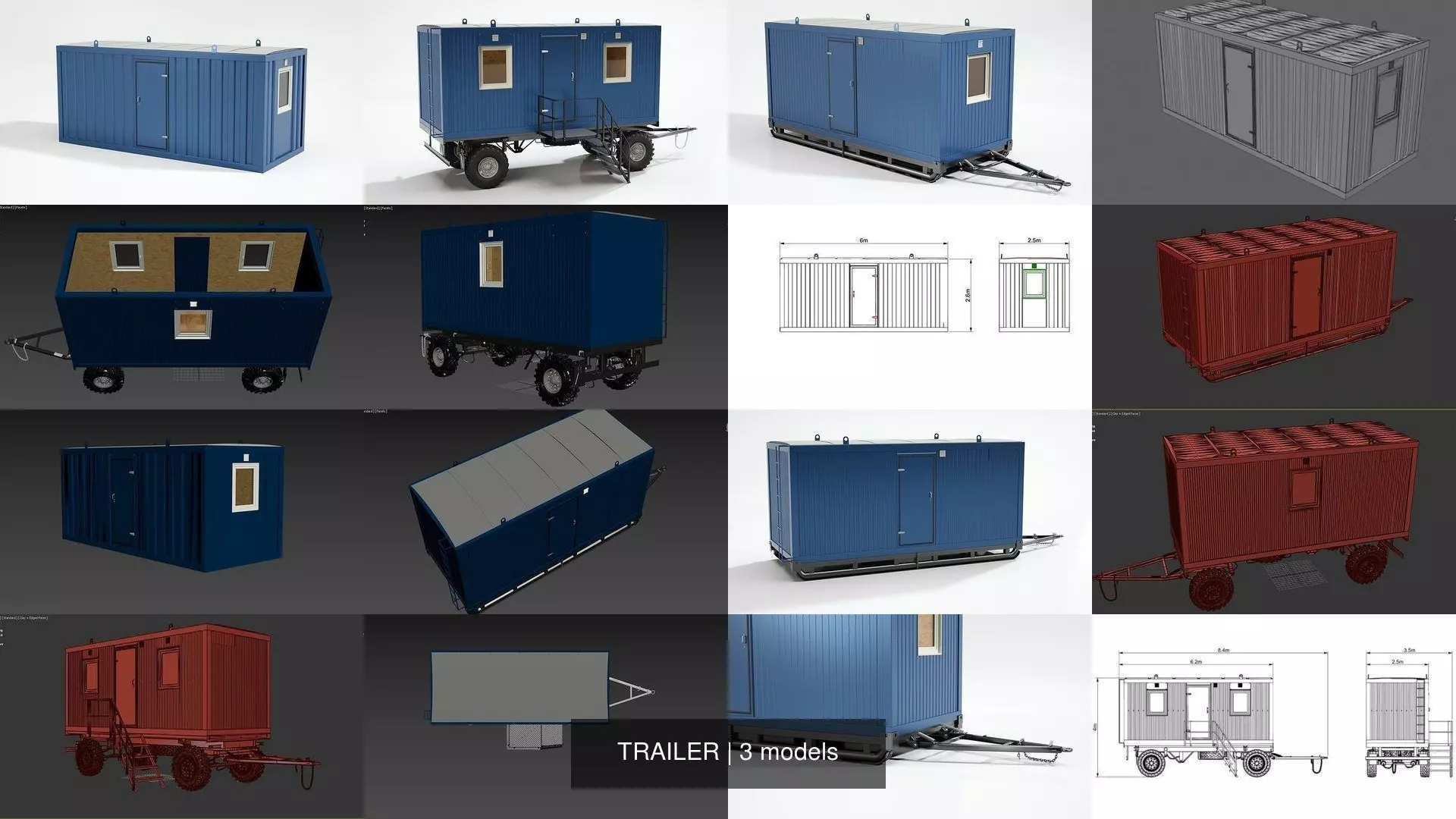 TRAILER portable building on wheels 3D Model Collection_4