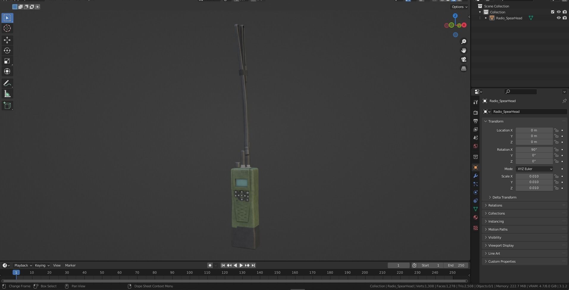 MILITARY Game Ready Spear Head Radio  Low-poly 3D model_5