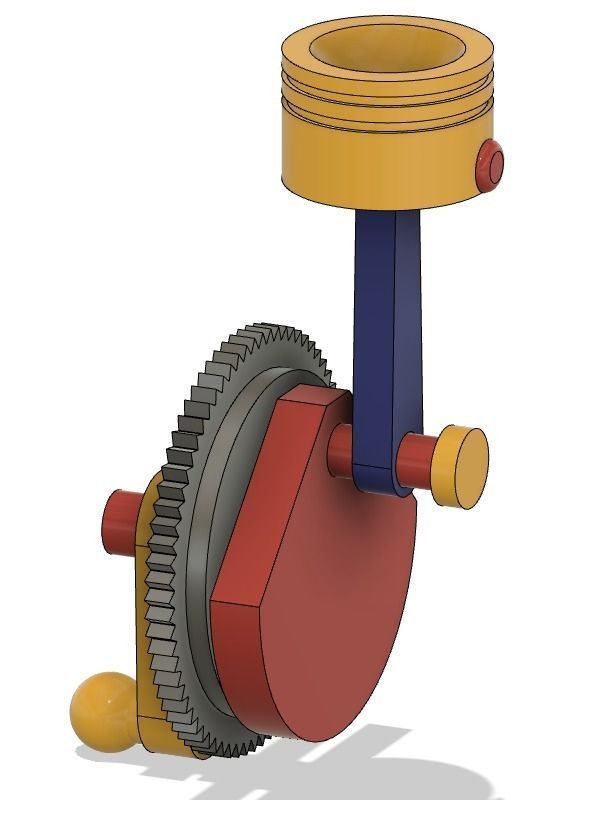 Rotating Single Piston Engine - see through engine      Basic 3D print model_4