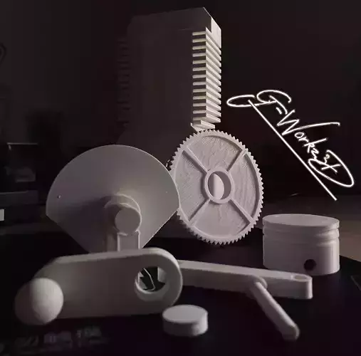 Rotating Single Piston Engine - see through engine      Basic 3D print model