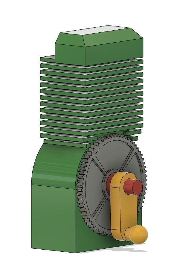 Rotating Single Piston Engine - see through engine      Basic 3D print model_2