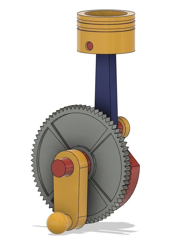 Rotating Single Piston Engine - see through engine      Basic 3D print model_3