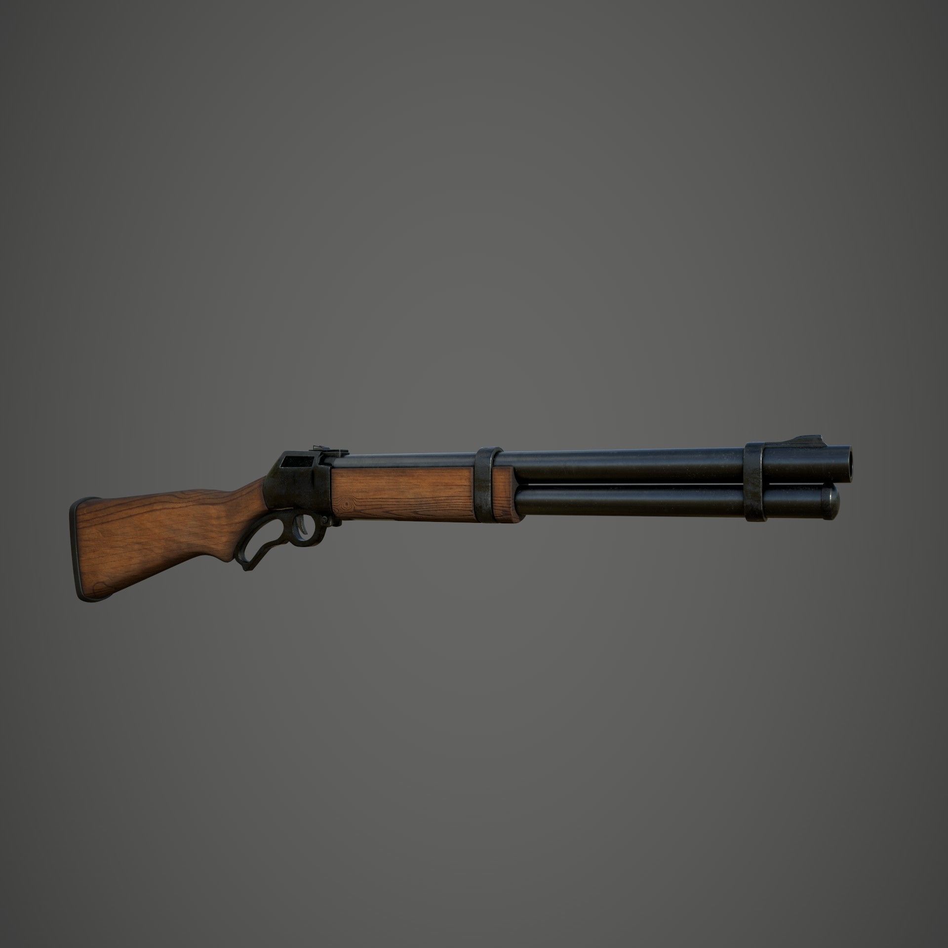 Shotgun sigle barrel Low-poly 3D model_7