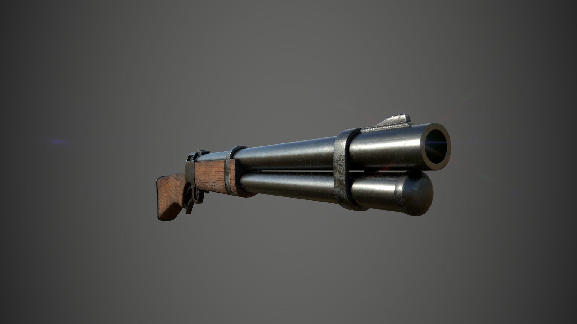 Shotgun sigle barrel Low-poly 3D model_3