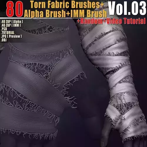 80 Torn Fabric Brushes  Alpha IMM BrushVol03