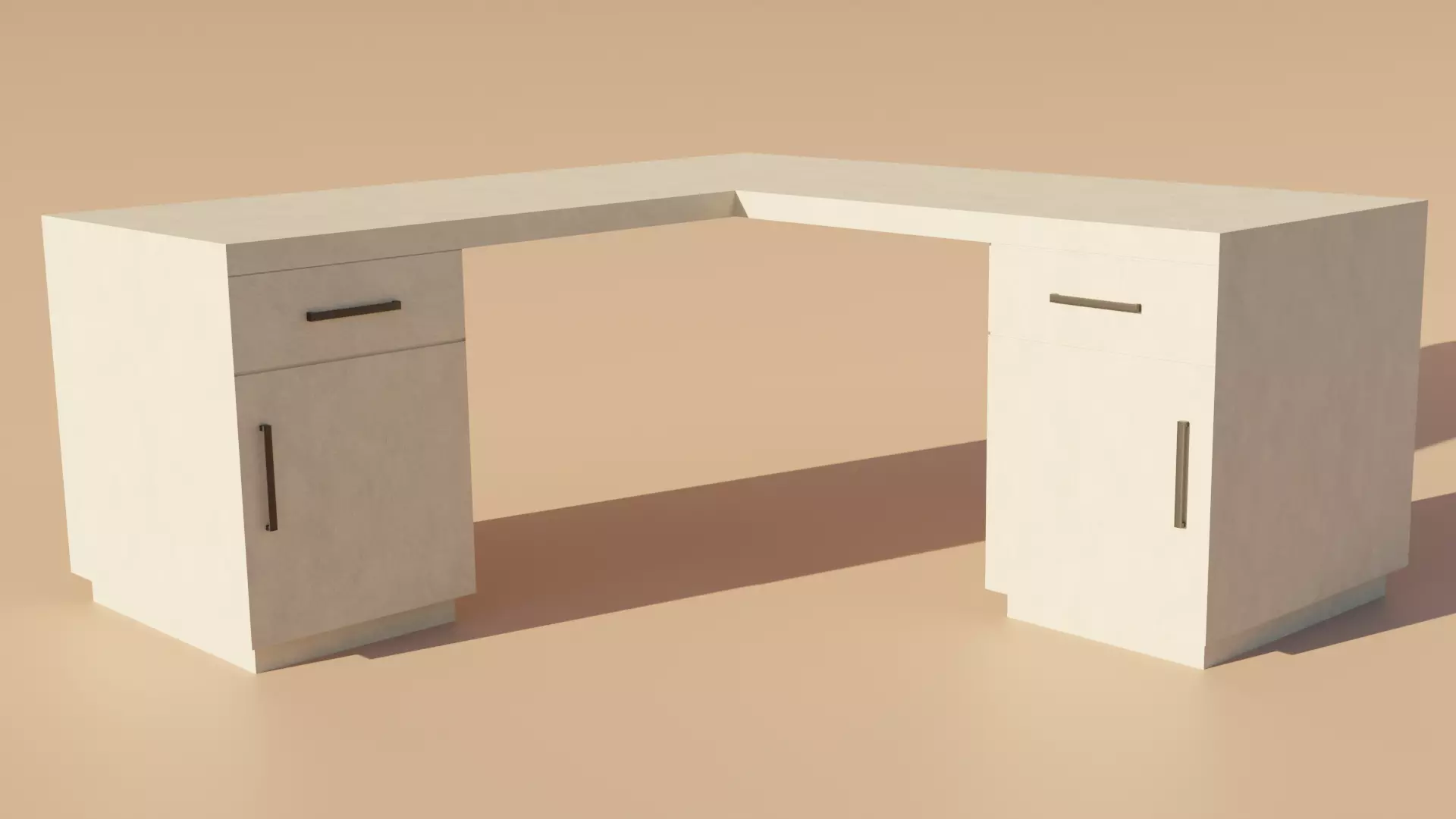 Wooden White Corner Desk Free 3D model