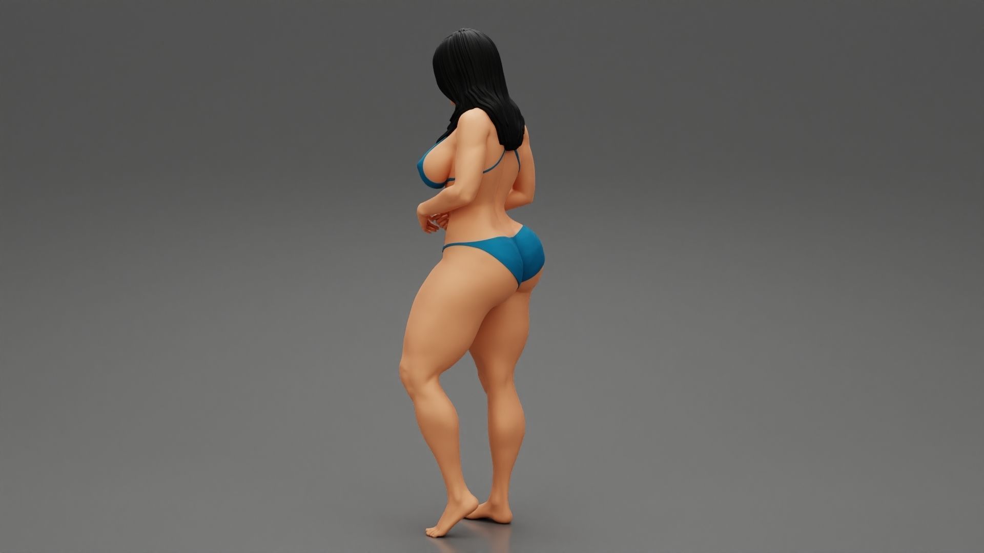 Sexy Girl Bikini Standing Posing Sandy Beach 3D print model_4