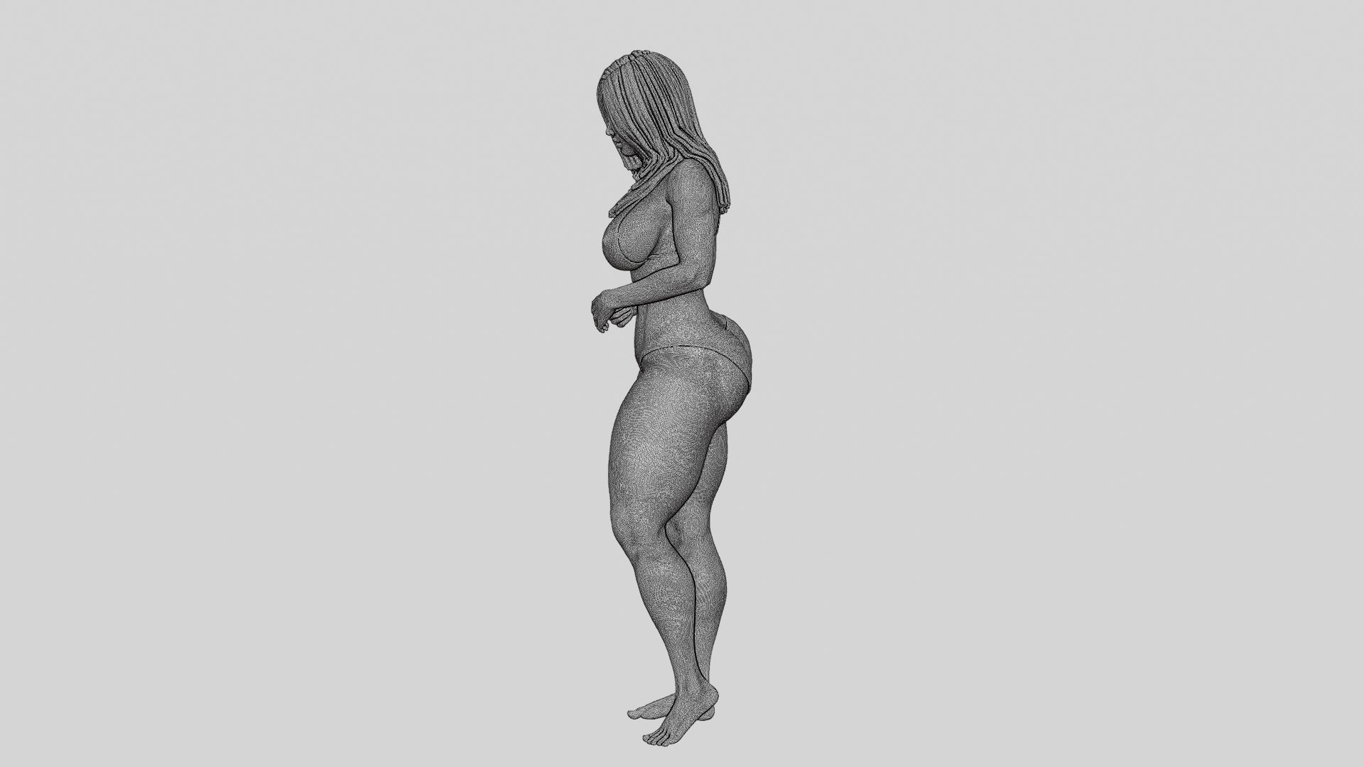 Sexy Girl Bikini Standing Posing Sandy Beach 3D print model_13