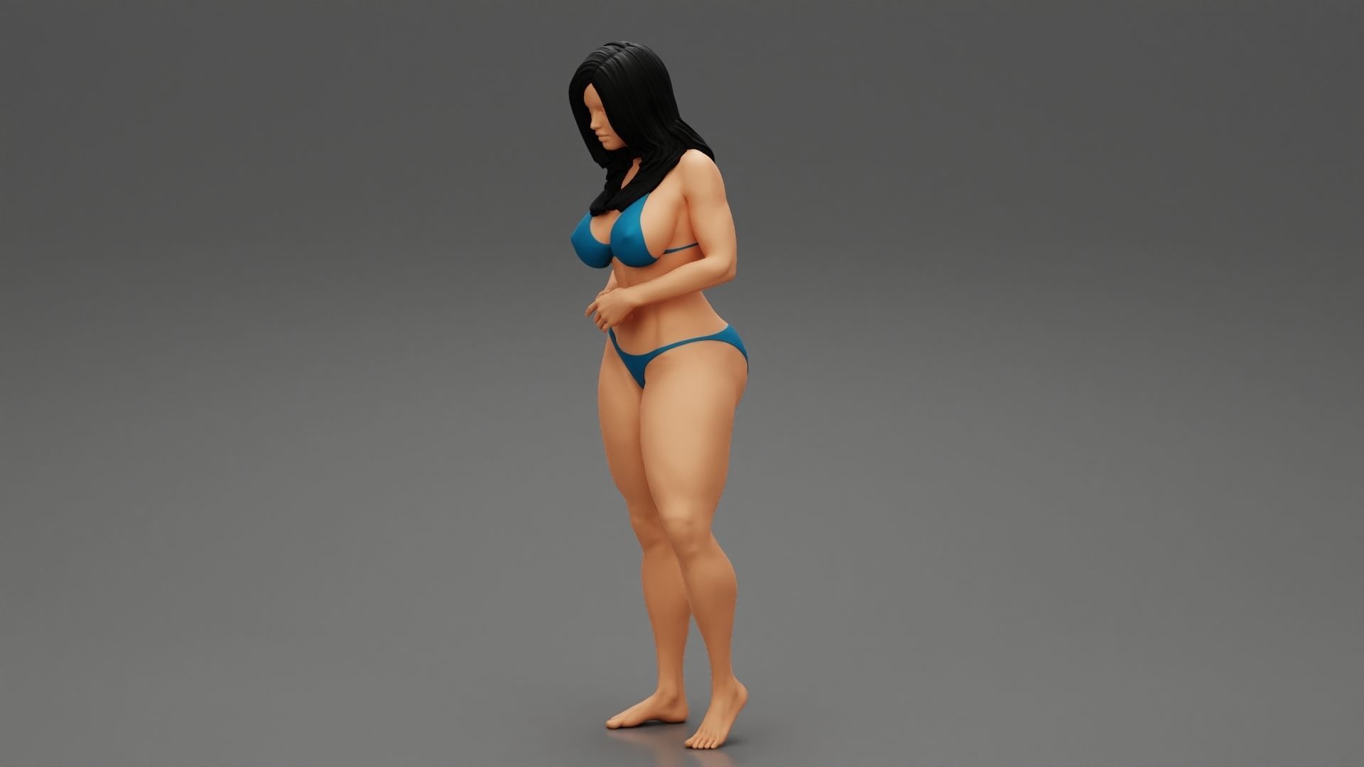 Sexy Girl Bikini Standing Posing Sandy Beach 3D print model_5