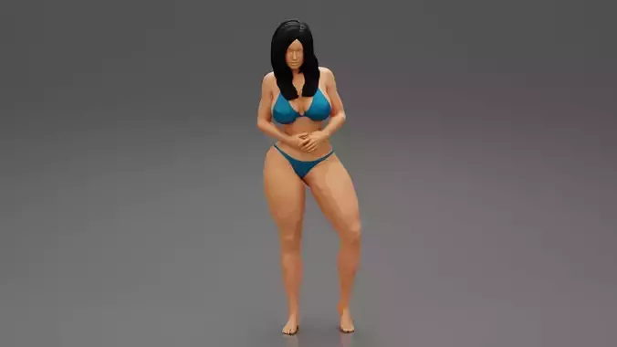 Sexy Girl Bikini Standing Posing Sandy Beach 3D print model