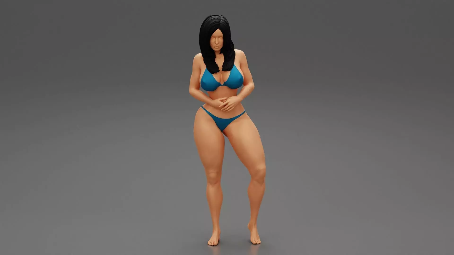 Sexy Girl Bikini Standing Posing Sandy Beach 3D print model_0