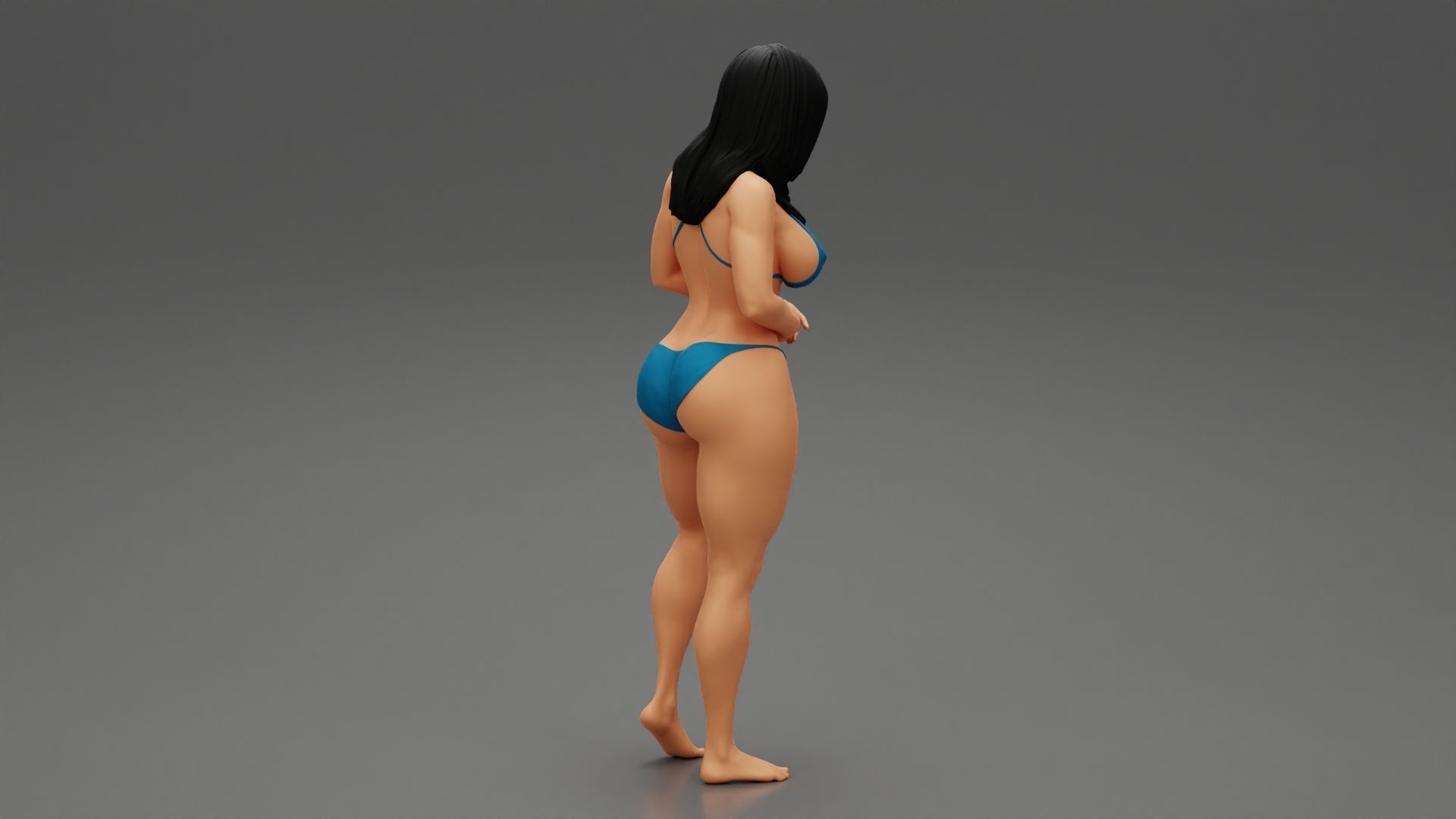 Sexy Girl Bikini Standing Posing Sandy Beach 3D print model_2