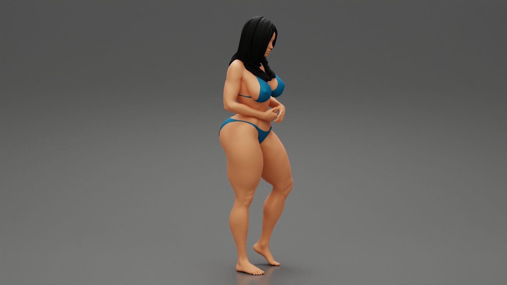 Sexy Girl Bikini Standing Posing Sandy Beach 3D print model_1