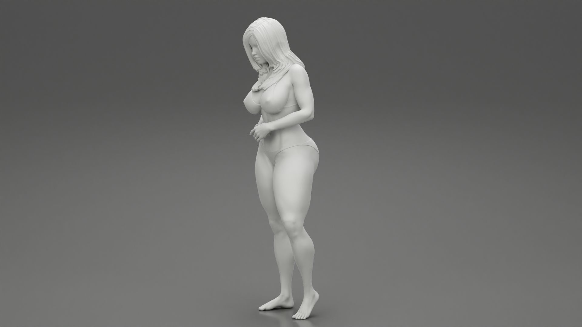 Sexy Girl Bikini Standing Posing Sandy Beach 3D print model_11