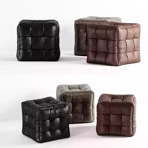 Leather pouffe