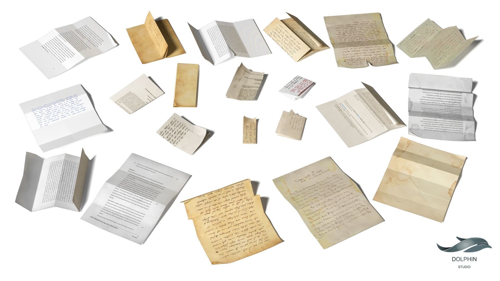 Folded Papers Low-poly 3D model_1