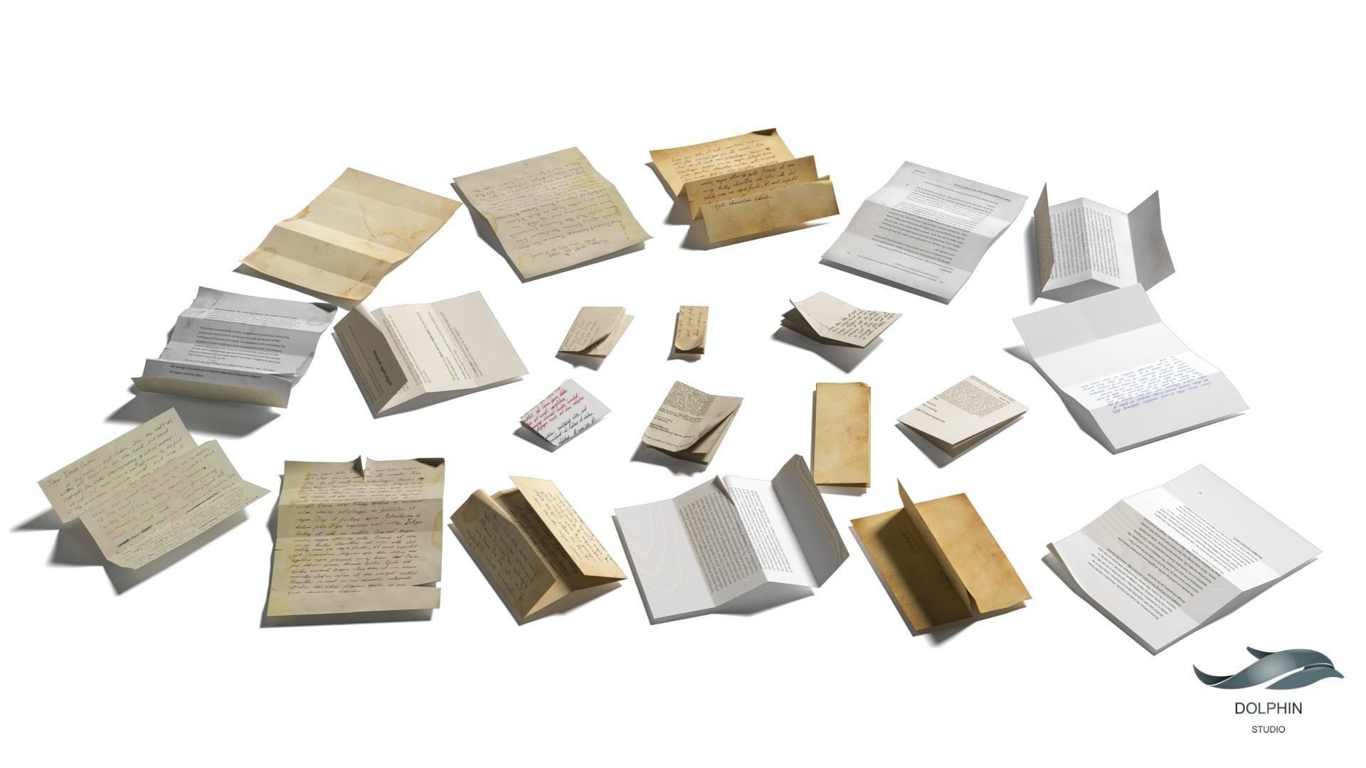 Folded Papers Low-poly 3D model_5