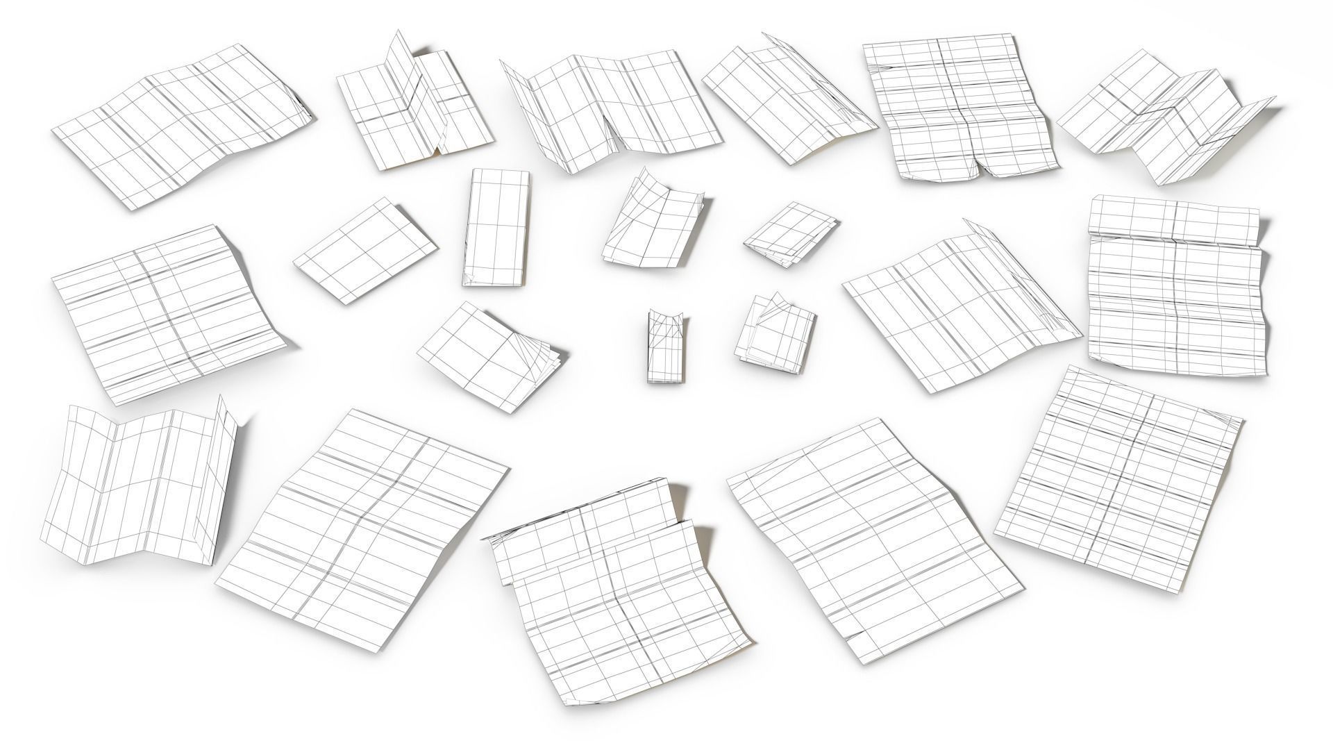 Folded Papers Low-poly 3D model_6