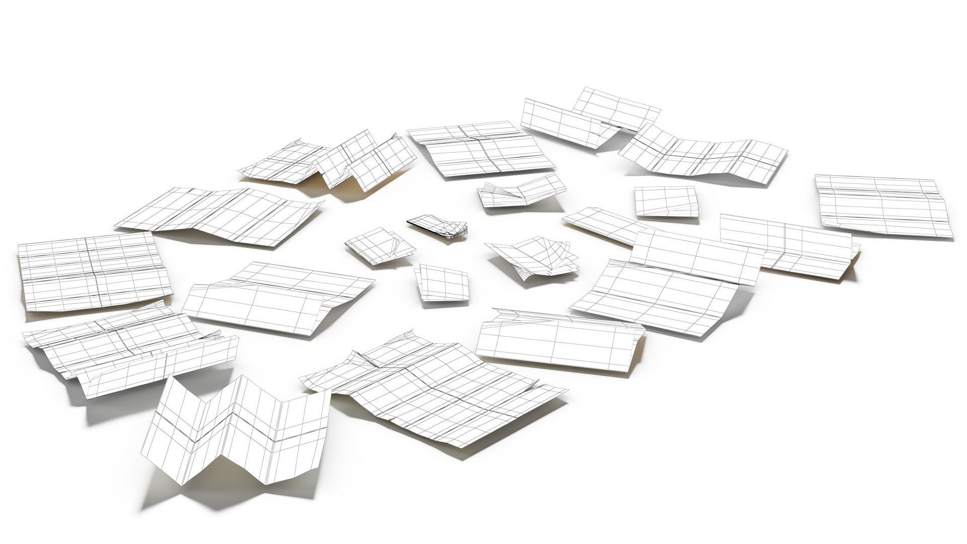 Folded Papers Low-poly 3D model_9