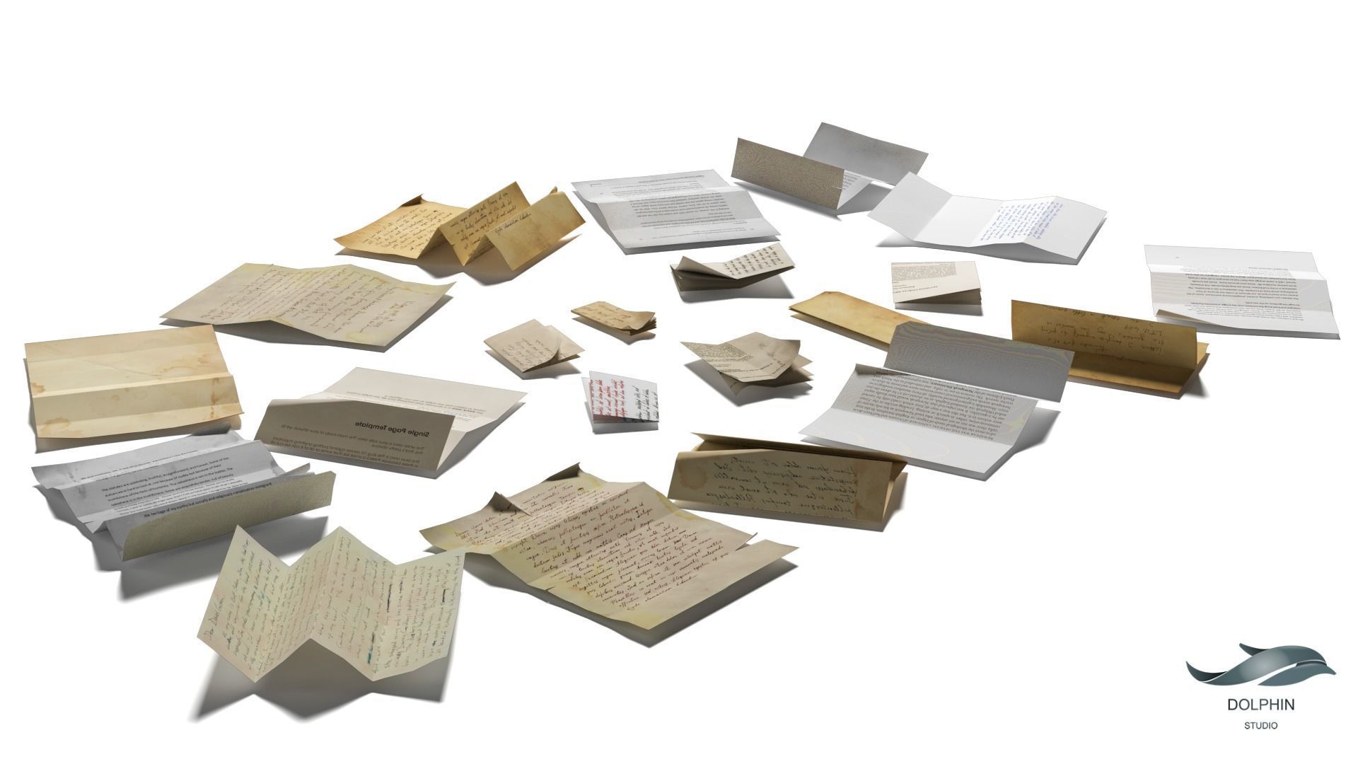 Folded Papers Low-poly 3D model_4