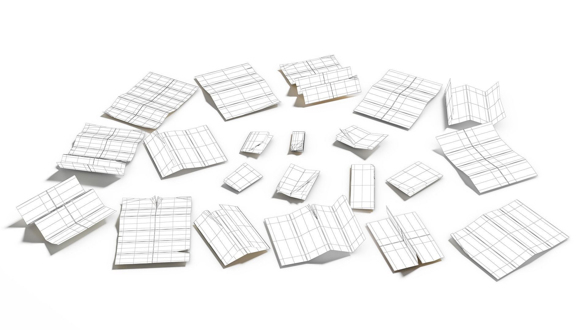 Folded Papers Low-poly 3D model_10