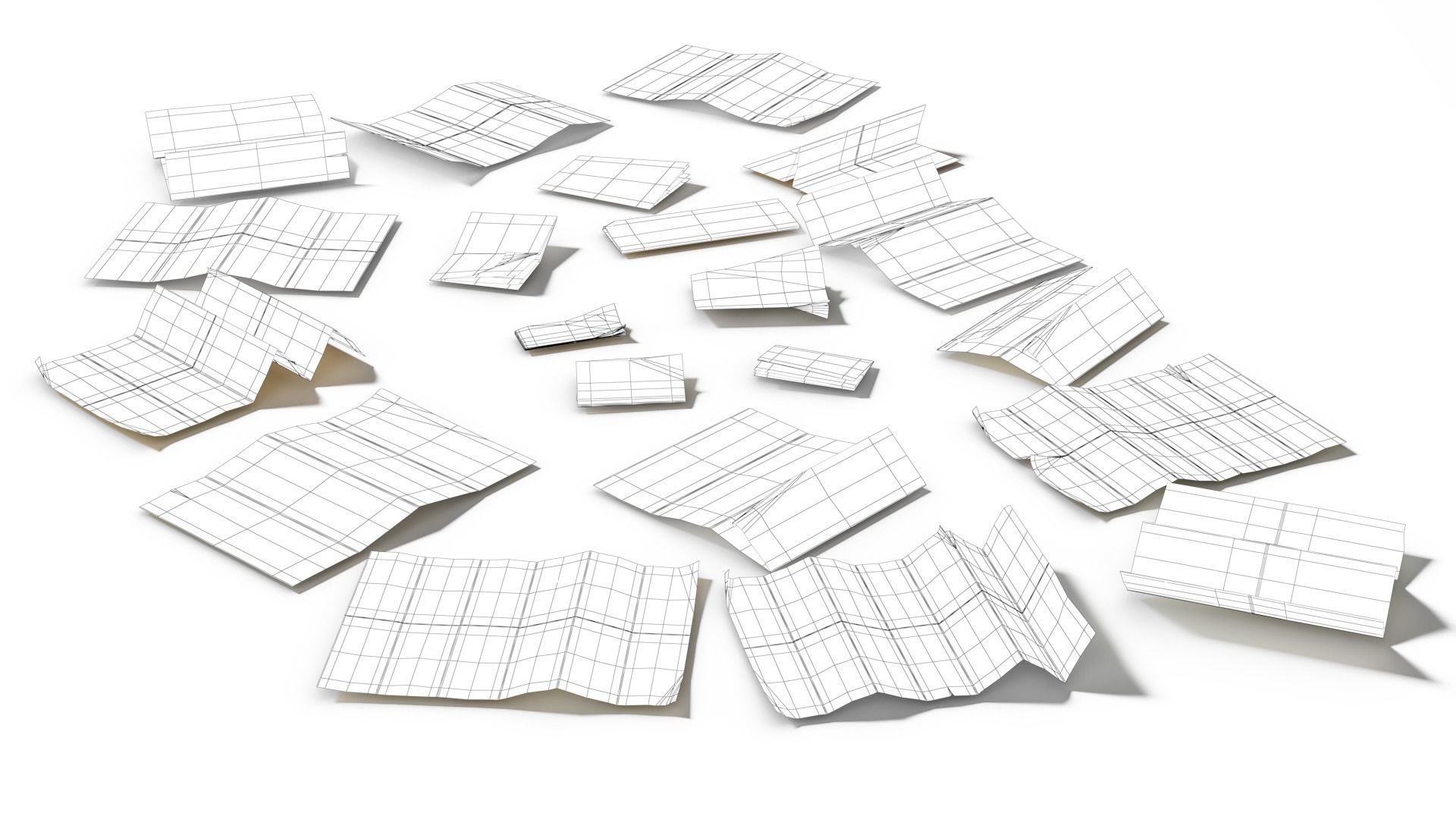 Folded Papers Low-poly 3D model_8