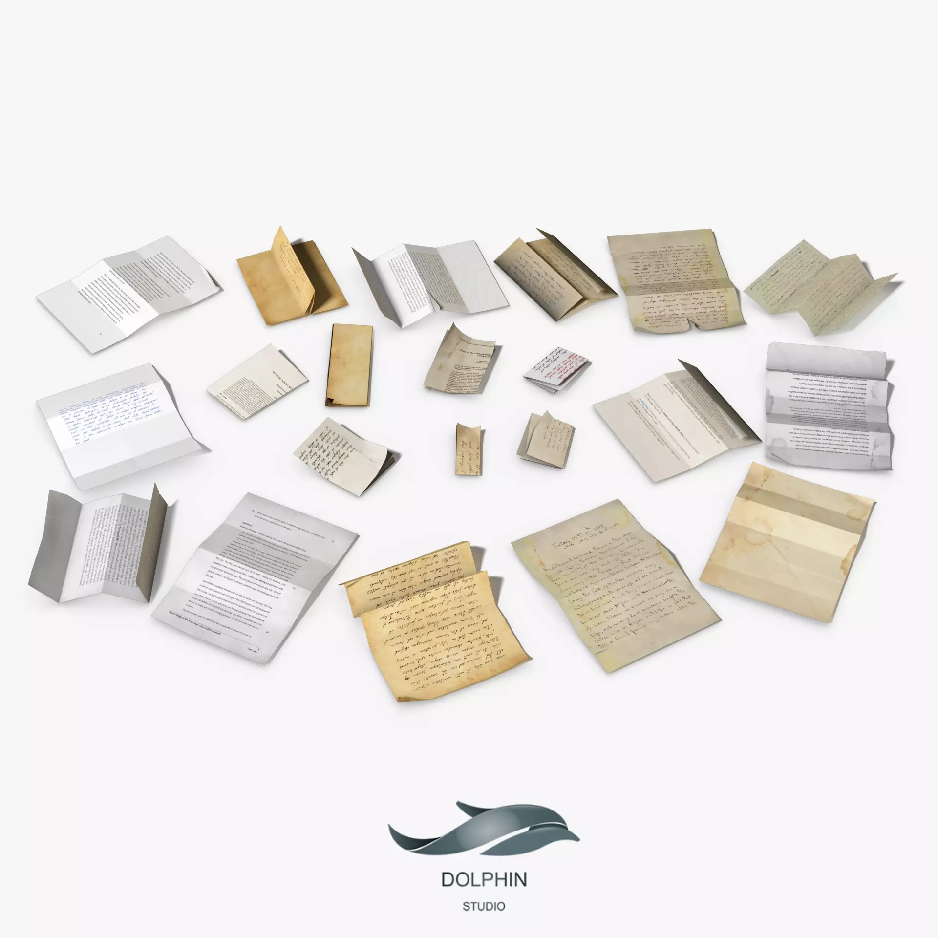 Folded Papers Low-poly 3D model_0