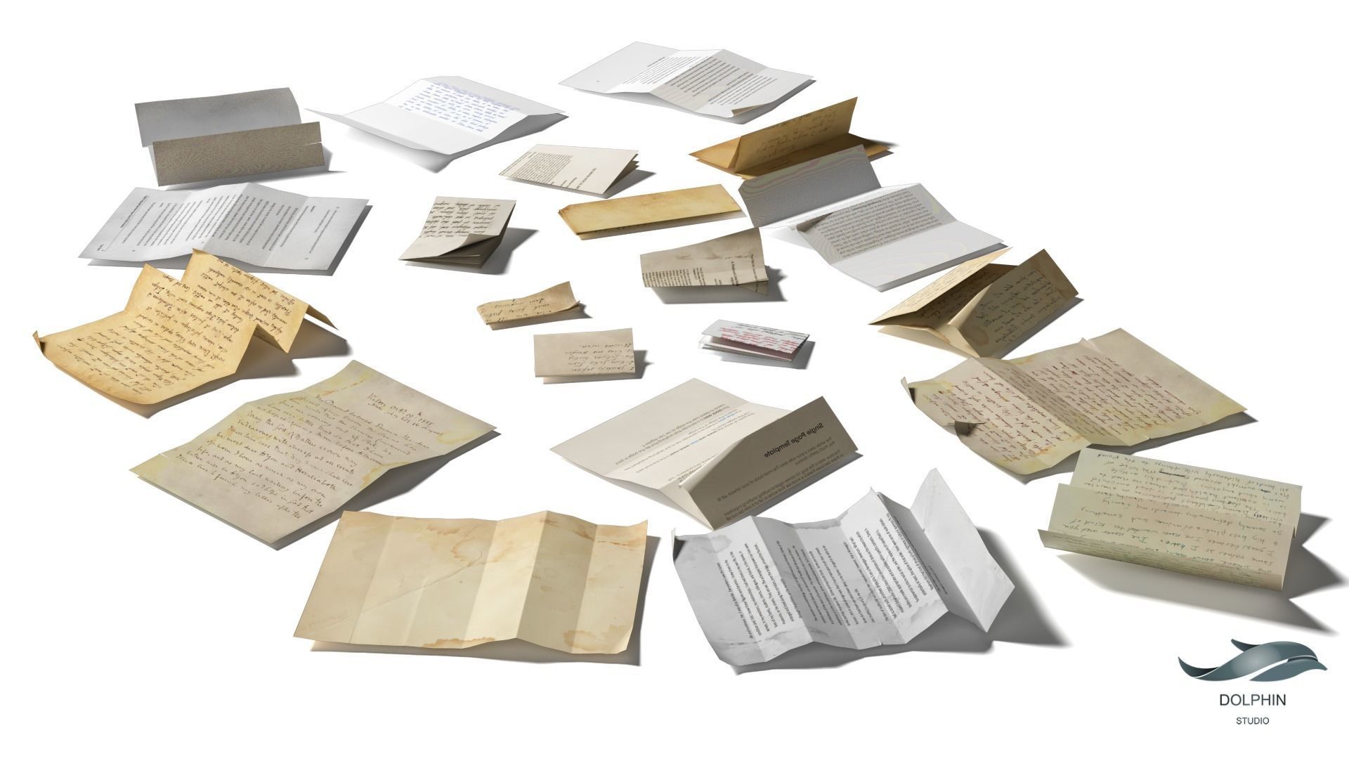 Folded Papers Low-poly 3D model_3