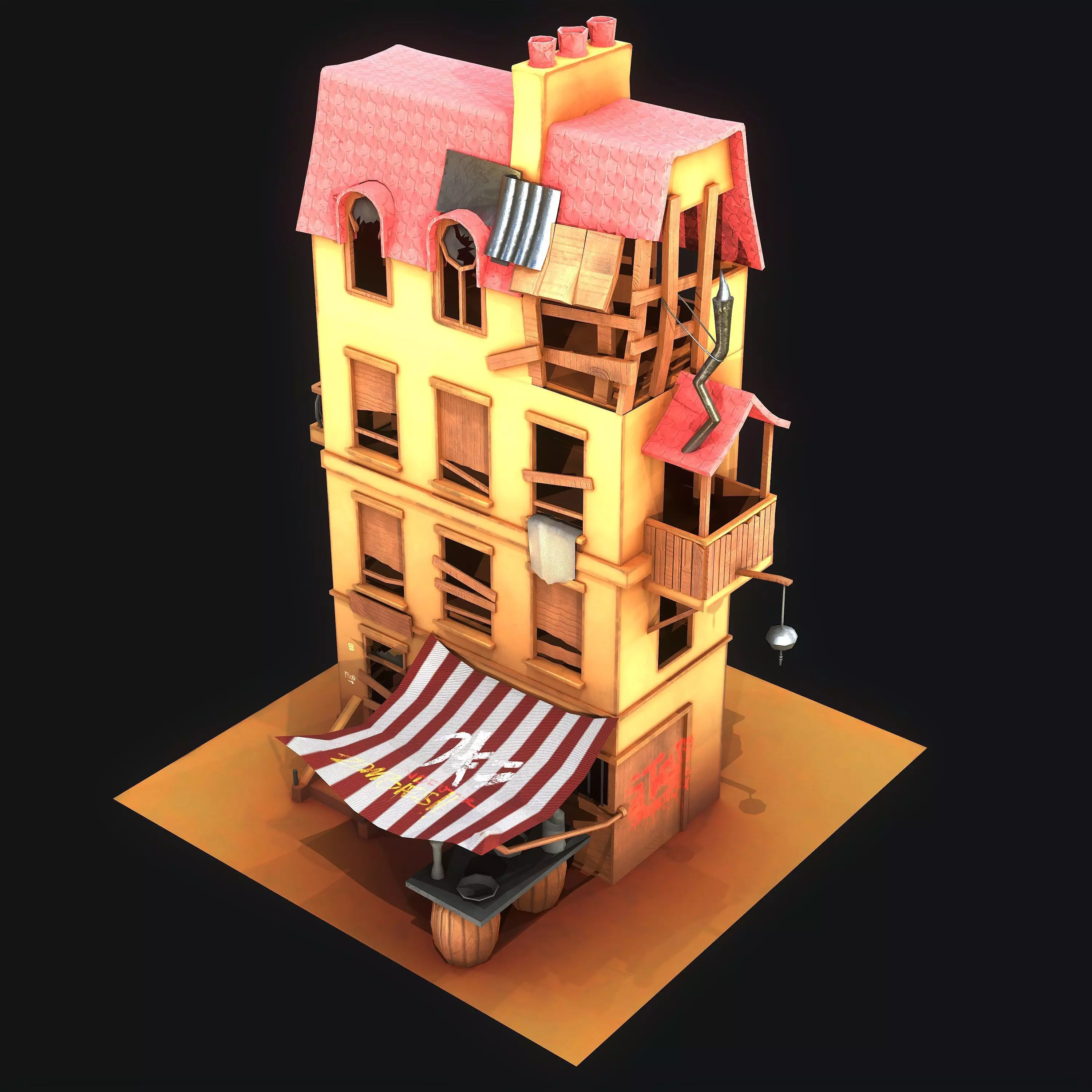 Stylized House Low-poly 3D model_0