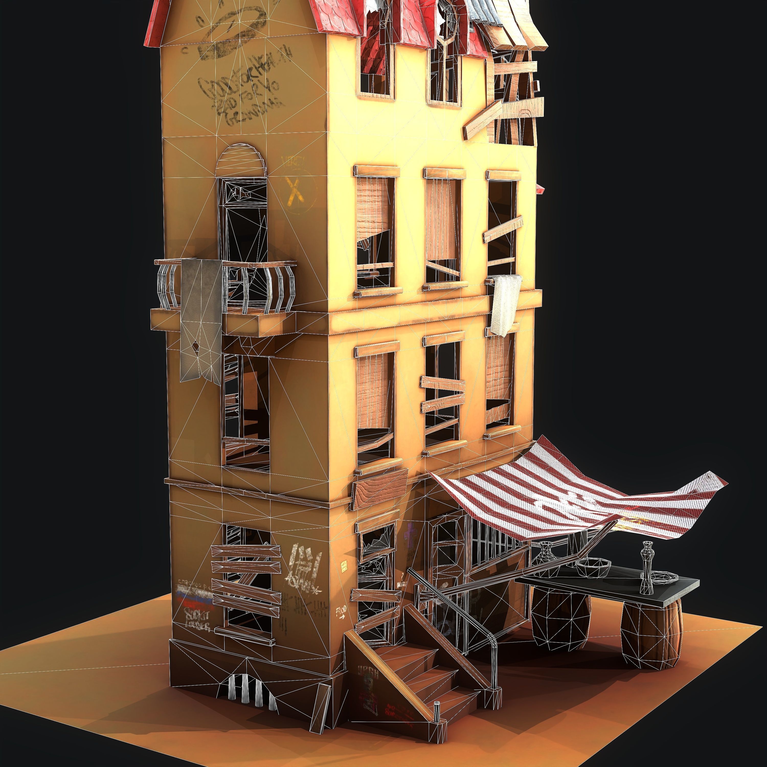 Stylized House Low-poly 3D model_6