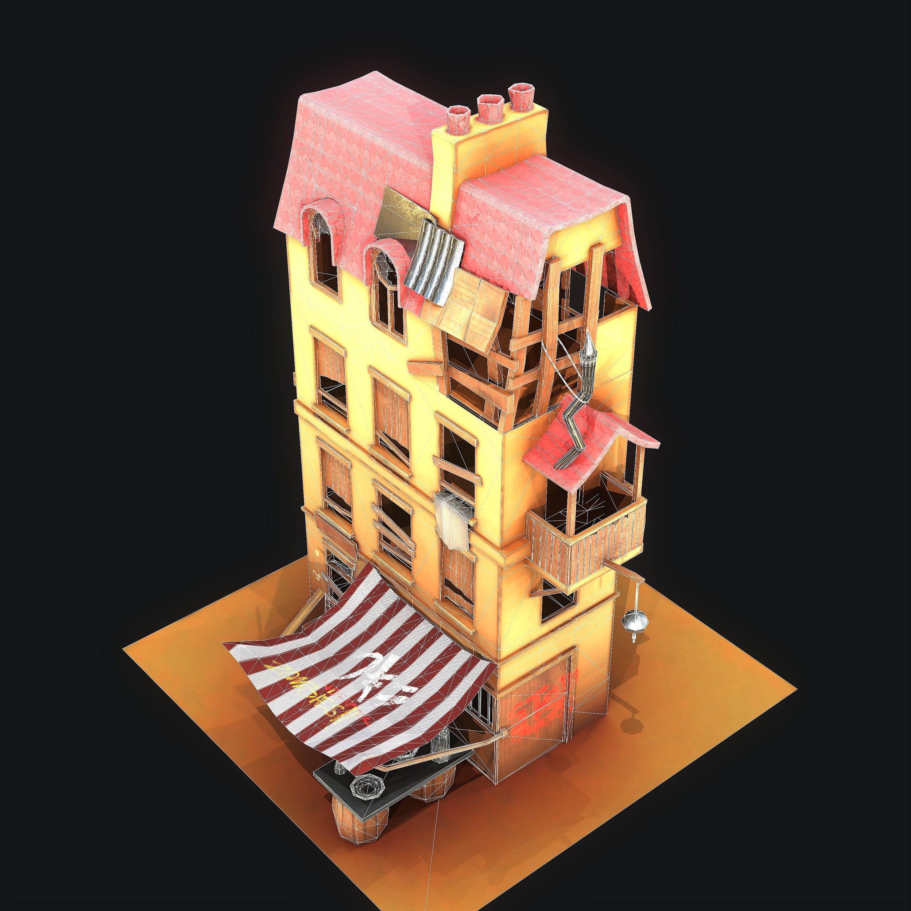 Stylized House Low-poly 3D model_8