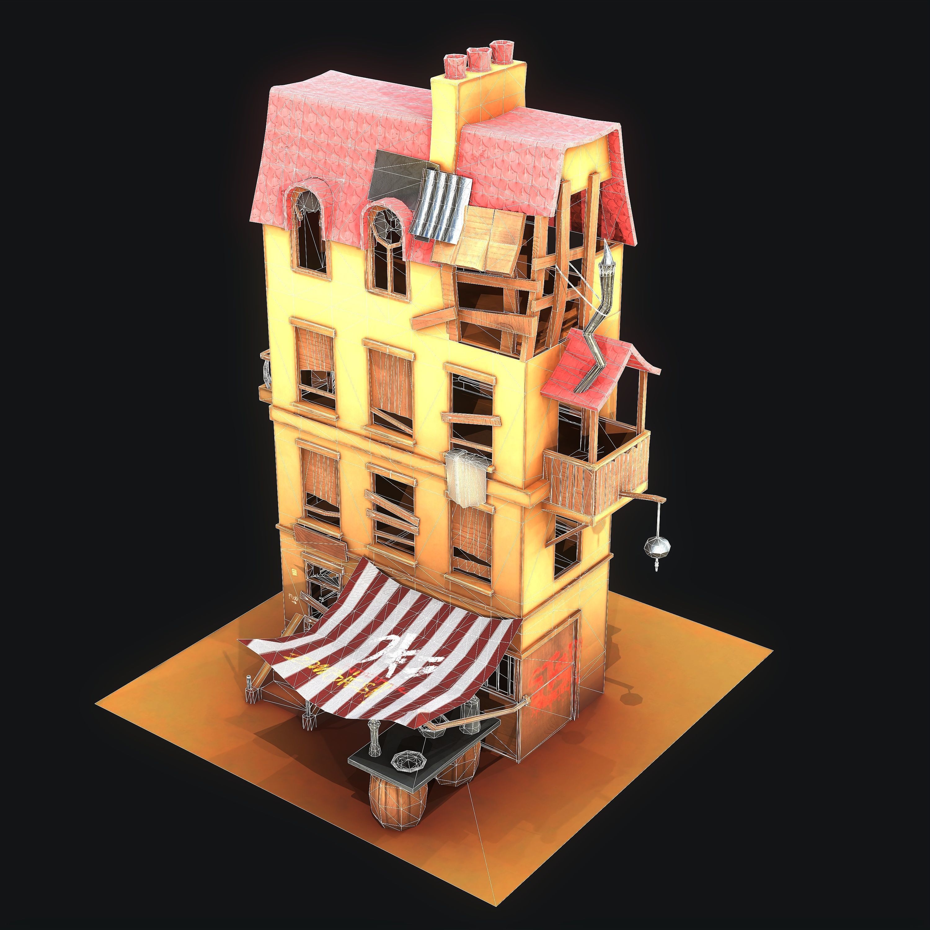 Stylized House Low-poly 3D model_5