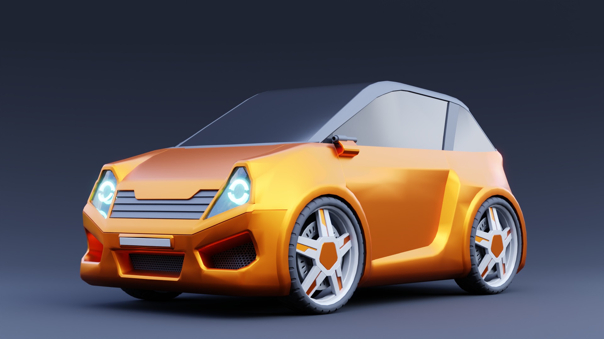 Stylized Compact Car - Low-Poly Game and Animation Model Low-poly 3D model_1