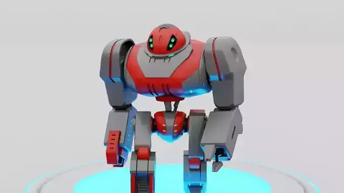 Gun robot rigged - animated character 3D model